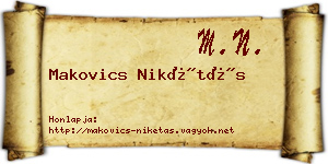 Makovics Nikétás névjegykártya
